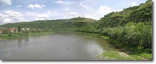 Dniester river panorama at Zalishchyky