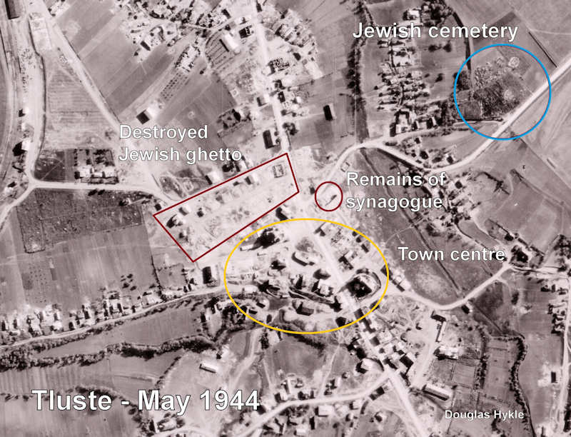 Aerial photo taken in May 1944 showing location of Jewish ghetto