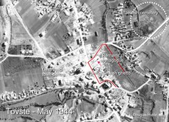 Aerial photo taken in May 1944 showing location of Jewish ghetto