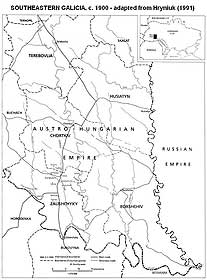 Map of Southeastern Galicia c. 1900  - adapted from Hryniuk (1991)