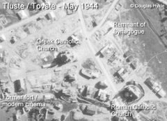 Aerial photo from May 1944 showing destruction of Tovste town centre